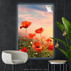 Canvalight® Leuchtbild Mohnblumenfeld bei Sonnenuntergang Hochformat Produktfoto wandbild.com