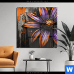 Acrylglasbild Abstrakte Blume In Orange Lila Quadrat Produktvorschau mit dem Bild Abstrakte Blume in Orange & Lila im Format Quadrat.