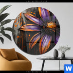 Acrylglasbild Abstrakte Blume In Orange Lila Rund Produktvorschau mit dem Bild Abstrakte Blume in Orange & Lila im Format Rund.