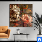 Acrylglasbild Abstrakter Buddha Blumen Quadrat Produktvorschau mit dem Bild Abstrakter Buddha & Blumen im Format Quadrat.