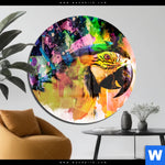 Acrylglasbild Abstrakter Papagei Rund Produktvorschau mit dem Bild Abstrakter Papagei im Format Rund.