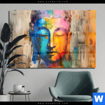Acrylglasbild Abstraktes Buddha Gesicht Querformat Produktvorschau mit dem Bild Abstraktes Buddha-Gesicht im Format Querformat.
