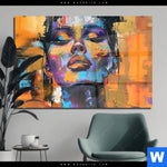 Acrylglasbild Abstraktes Frauenportraet Dilara Querformat Produktvorschau mit dem Bild Abstraktes Frauenporträt Dilara im Format Querformat.