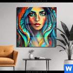 Acrylglasbild Abstraktes Frauenportraet Hydra Quadrat Produktvorschau mit dem Bild Abstraktes Frauenporträt Hydra im Format Quadrat.
