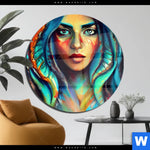 Acrylglasbild Abstraktes Frauenportraet Hydra Rund Produktvorschau mit dem Bild Abstraktes Frauenporträt Hydra im Format Rund.