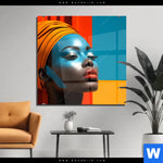 Acrylglasbild Afrikanische Frau Mit Turban Quadrat Produktvorschau mit dem Bild Afrikanische Frau mit Turban im Format Quadrat.