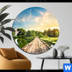 Acrylglasbild Alte Bruecke Am Fluss Rund Produktvorschau mit dem Bild Alte Brücke am Fluss im Format Rund.