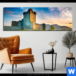 Acrylglasbild Alte Burg Mit See Panorama Produktvorschau mit dem Bild Alte Burg mit See im Format Panorama.