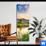 Acrylglasbild Alte Burg Mit See Schmal Produktvorschau mit dem Bild Alte Burg mit See im Format Schmal.