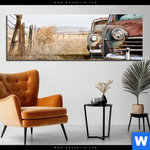 Acrylglasbild Alte Rostige Autos Panorama Produktvorschau mit dem Bild Alte rostige Autos im Format Panorama.