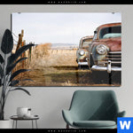 Acrylglasbild Alte Rostige Autos Querformat Produktvorschau mit dem Bild Alte rostige Autos im Format Querformat.