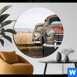 Acrylglasbild Alte Rostige Autos Rund Produktvorschau mit dem Bild Alte rostige Autos im Format Rund.