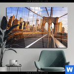 Acrylglasbild Beruehmte Brooklyn Bridge Querformat Produktvorschau mit dem Bild Berühmte Brooklyn Bridge im Format Querformat.