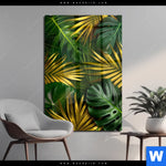 Acrylglasbild Blaetter Gold Gruen Hochformat Produktvorschau mit dem Bild Blätter Gold Grün im Format Hochformat.