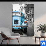 Acrylglasbild Blauer Oldtimer Hochformat Produktvorschau mit dem Bild Blauer Oldtimer im Format Hochformat.