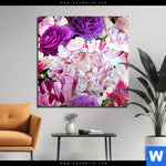 Acrylglasbild Bluehende Pfingstrosen Quadrat Produktvorschau mit dem Bild Blühende Pfingstrosen im Format Quadrat.