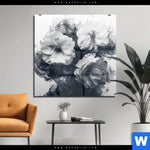 Acrylglasbild Blumen Im Schwarzen Farbnebel Quadrat Produktvorschau mit dem Bild Blumen im schwarzen Farbnebel im Format Quadrat.