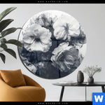 Acrylglasbild Blumen Im Schwarzen Farbnebel Rund Produktvorschau mit dem Bild Blumen im schwarzen Farbnebel im Format Rund.