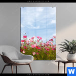 Acrylglasbild Blumenwiese Bei Strahlend Blauem Himmel Hochformat Produktvorschau mit dem Bild Blumenwiese bei strahlend blauem Himmel im Format Hochformat.