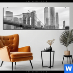 Acrylglasbild Brooklyn Bridge Schwarzweiss Panorama Produktvorschau mit dem Bild Brooklyn Bridge Schwarzweiß im Format Panorama.