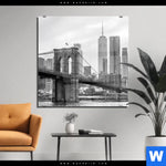 Acrylglasbild Brooklyn Bridge Schwarzweiss Quadrat Produktvorschau mit dem Bild Brooklyn Bridge Schwarzweiß im Format Quadrat.