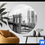 Acrylglasbild Brooklyn Bridge Schwarzweiss Rund Produktvorschau mit dem Bild Brooklyn Bridge Schwarzweiß im Format Rund.