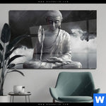 Acrylglasbild Buddha Erleuchtung Im Dunkeln Querformat Produktvorschau mit dem Bild Buddha - Erleuchtung im Dunkeln im Format Querformat.