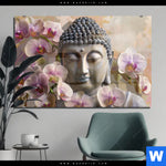 Acrylglasbild Buddha Orchideen Querformat Produktvorschau mit dem Bild Buddha & Orchideen im Format Querformat.