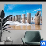 Acrylglasbild Buhnen In Wellen Am Strand Querformat Produktvorschau mit dem Bild Buhnen in Wellen am Strand im Format Querformat.