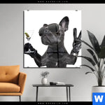 Acrylglasbild Bulldogge Mit Martini Quadrat Produktvorschau mit dem Bild Bulldogge mit Martini im Format Quadrat.