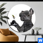 Acrylglasbild Bulldogge Mit Martini Rund Produktvorschau mit dem Bild Bulldogge mit Martini im Format Rund.