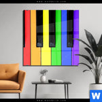 Acrylglasbild Bunte Klaviertasten Quadrat Produktvorschau mit dem Bild Bunte Klaviertasten im Format Quadrat.