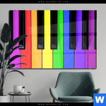 Acrylglasbild Bunte Klaviertasten Querformat Produktvorschau mit dem Bild Bunte Klaviertasten im Format Querformat.