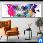 Acrylglasbild Bunte Sphynx Weiss Panorama Produktvorschau mit dem Bild Bunte Sphynx Weiß im Format Panorama.