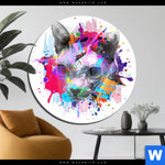 Acrylglasbild Bunte Sphynx Weiss Rund Produktvorschau mit dem Bild Bunte Sphynx Weiß im Format Rund.