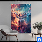 Acrylglasbild Bunter Hirsch In Flammen Hochformat Produktvorschau mit dem Bild Bunter Hirsch in Flammen im Format Hochformat.