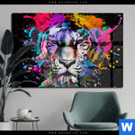 Acrylglasbild Bunter Tiger Schwarz Querformat Produktvorschau mit dem Bild Bunter Tiger Schwarz im Format Querformat.