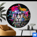Acrylglasbild Bunter Tiger Schwarz Rund Produktvorschau mit dem Bild Bunter Tiger Schwarz im Format Rund.
