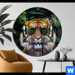 Acrylglasbild Cooler Tiger Rund Produktvorschau mit dem Bild Cooler Tiger im Format Rund.