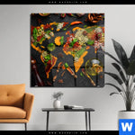 Acrylglasbild Die Weltkarte Der Gewuerze Quadrat Produktvorschau mit dem Bild Die Weltkarte der Gewürze im Format Quadrat.