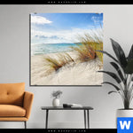 Acrylglasbild Duenenlandschaft Mit Meerblick Quadrat Produktvorschau mit dem Bild Dünenlandschaft mit Meerblick im Format Quadrat.