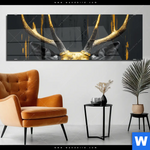 Acrylglasbild Edler Hirsch In Fokus Panorama Produktvorschau mit dem Bild Edler Hirsch in Fokus im Format Panorama.