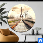 Acrylglasbild Eifelturm Am Abstellgleis Rund Produktvorschau mit dem Bild Eifelturm am Abstellgleis im Format Rund.