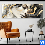 Acrylglasbild Elegantes Gold Schwarzes Portraet Panorama Produktvorschau mit dem Bild Elegantes gold-schwarzes Porträt im Format Panorama.