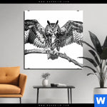 Acrylglasbild Eule Auf Ast Quadrat Produktvorschau mit dem Bild Eule auf Ast im Format Quadrat.