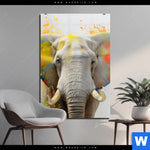 Acrylglasbild Farbenexplosion Mit Elefant Hochformat Produktvorschau mit dem Bild Farbenexplosion mit Elefant im Format Hochformat.