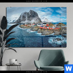 Acrylglasbild Fischerdorf Mit Roten Haeusern Querformat Produktvorschau mit dem Bild Fischerdorf mit roten Häusern im Format Querformat.