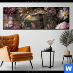 Acrylglasbild Florale Eleganz Und Adlerblick Panorama Produktvorschau mit dem Bild Florale Eleganz und Adlerblick im Format Panorama.