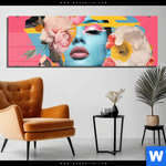 Acrylglasbild Florales Frauenportraet Erika Panorama Produktvorschau mit dem Bild Florales Frauenporträt - Erika im Format Panorama.