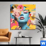 Acrylglasbild Florales Frauenportraet Erika Quadrat Produktvorschau mit dem Bild Florales Frauenporträt - Erika im Format Quadrat.